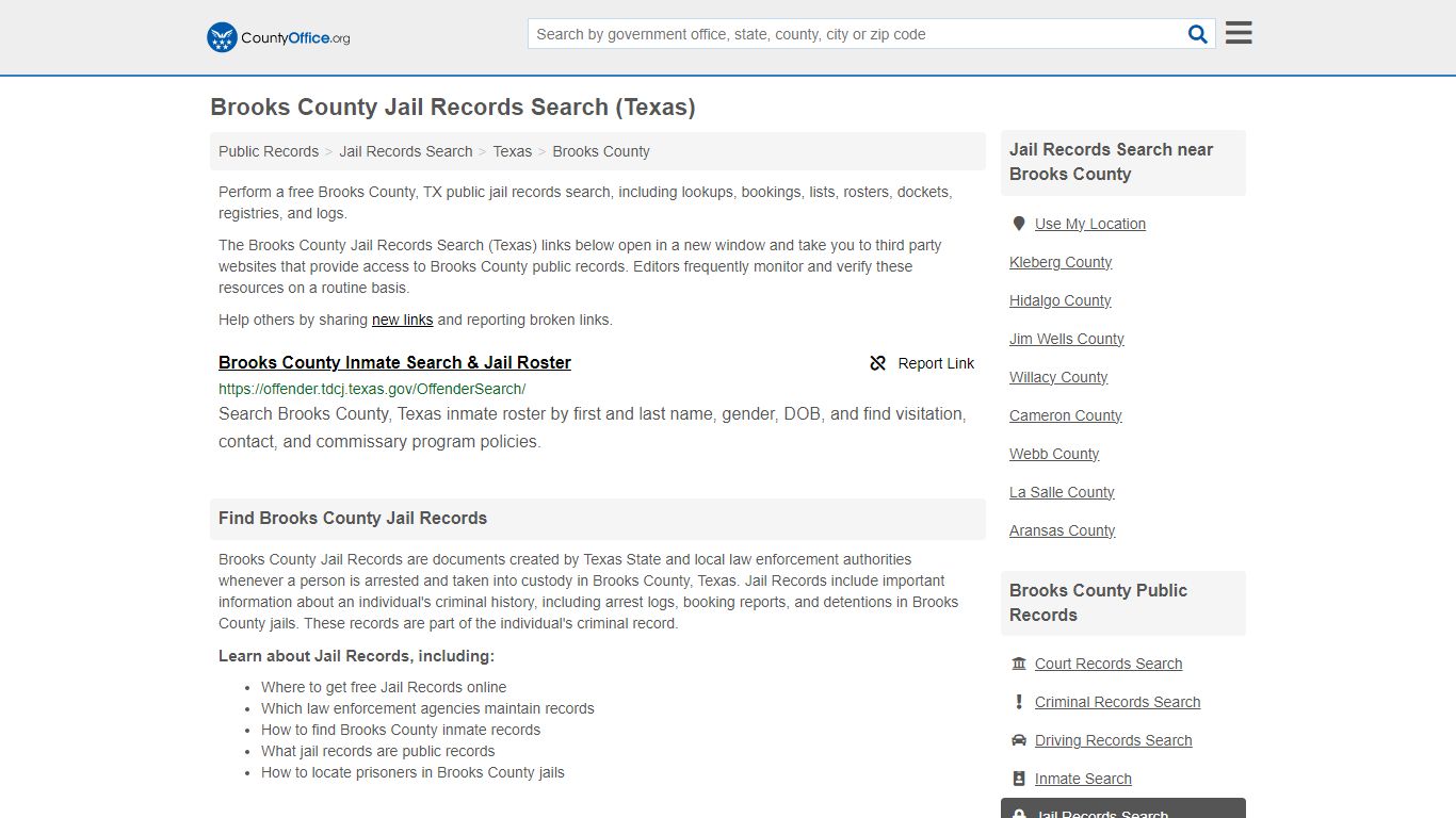 Brooks County Jail Records Search (Texas) - County Office